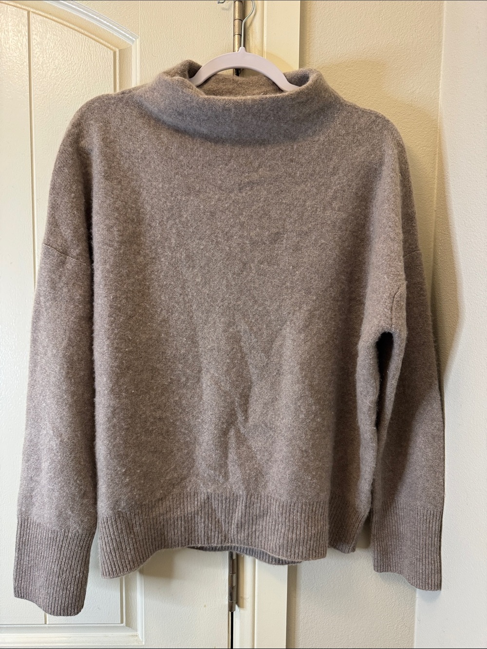 Vince Neutral Taupe Funnel Neck Sweater